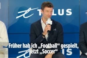 入乡随俗!穆勒亮相温哥华白浪:我之前踢Football,现在踢Soccer