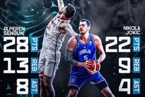 谁是喷火龙?FIBA发申京VS约基奇数据海报:欧锦赛最精彩对决之一